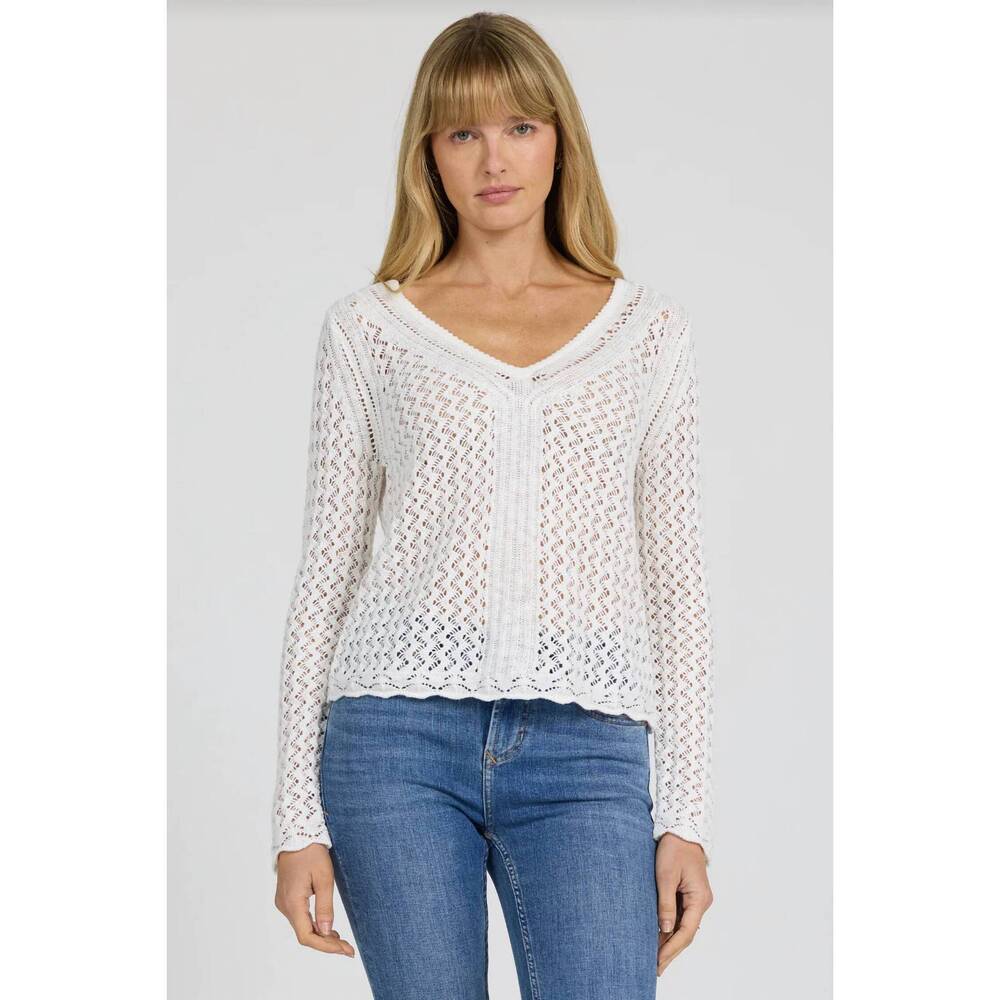 NEW DEAR JOHN DENIM vivi v-neck sweater in white
